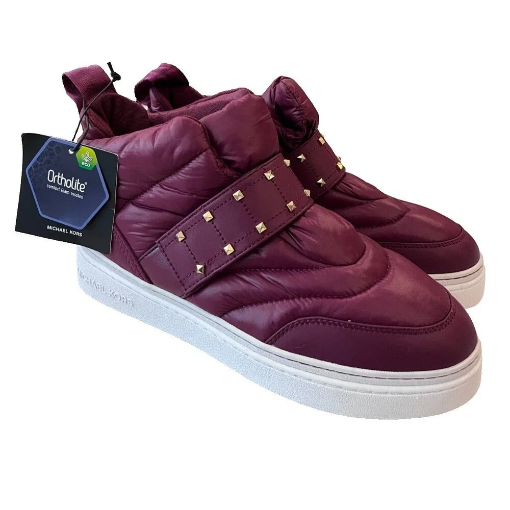 Michael Kors NEW Size 10 Puffer High‑Top Sneakers Bootie Women’s Dark Berry - Picture 1 of 15